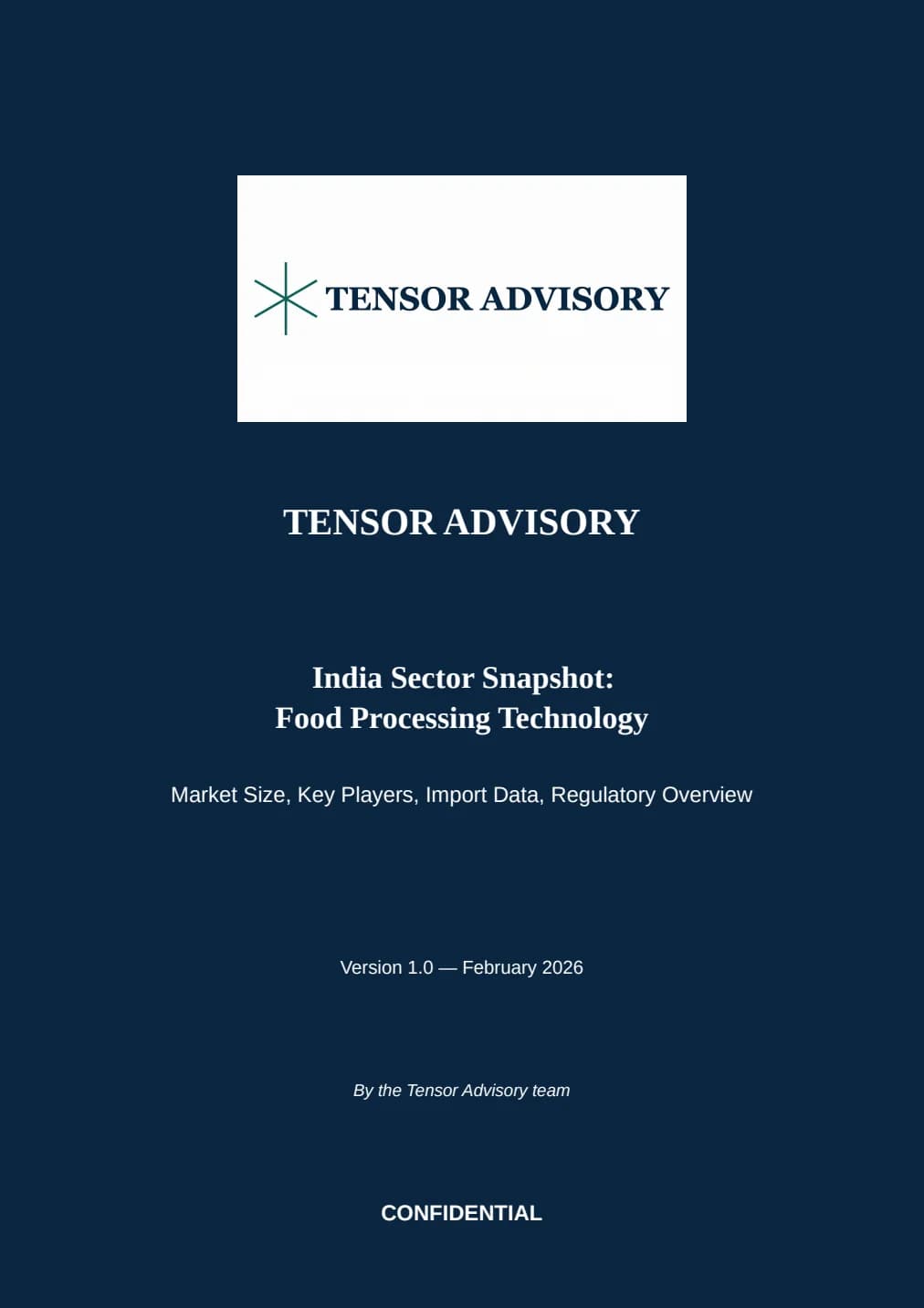 Cover preview of the Food Processing sector snapshot PDF