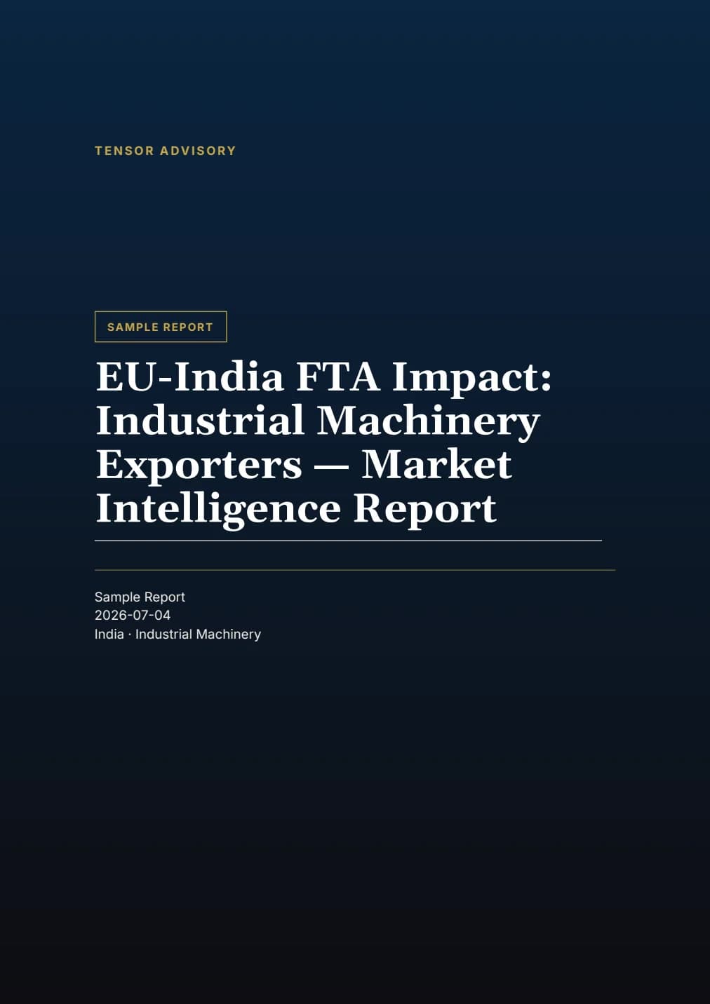 Cover: EU–India FTA impact for machinery