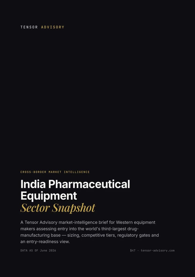 Original cover of India Pharmaceutical Equipment Sector Snapshot; the edition also includes a dated update