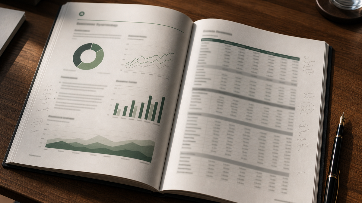 Open market intelligence report with charts, tables, and review notes